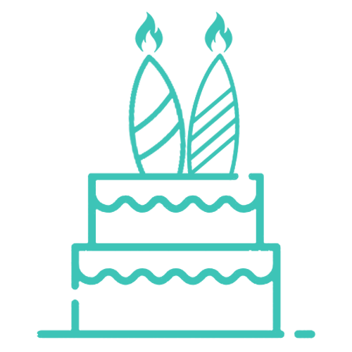 Icono de 10% de descuento durante el mes de tu cumpleaños Retinta®️ Surf, Skate, Snowboard. Marca de ropa y accesorios de Tarifa, Cádiz. Color de marca "TARIFA". Tienda online.