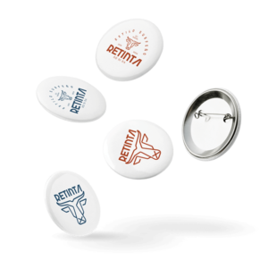 Conjunto de 5 chapas de RETINTA®️ Surf, Skate y Snowboard, marca de Tarifa, Cádiz. Set de chapas estilo SURFeño. NONINA. Impresiones en colores de marca Tinta y Deep.