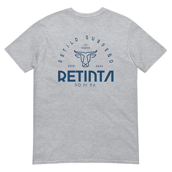 Comprar Camiseta "gris deep" Estilo SURFeño RETINTA®️ - Surf, Skate & Snowboard - Tarifa, Cádiz. Detalle ilustración espalda. Visita nuestra tienda online.