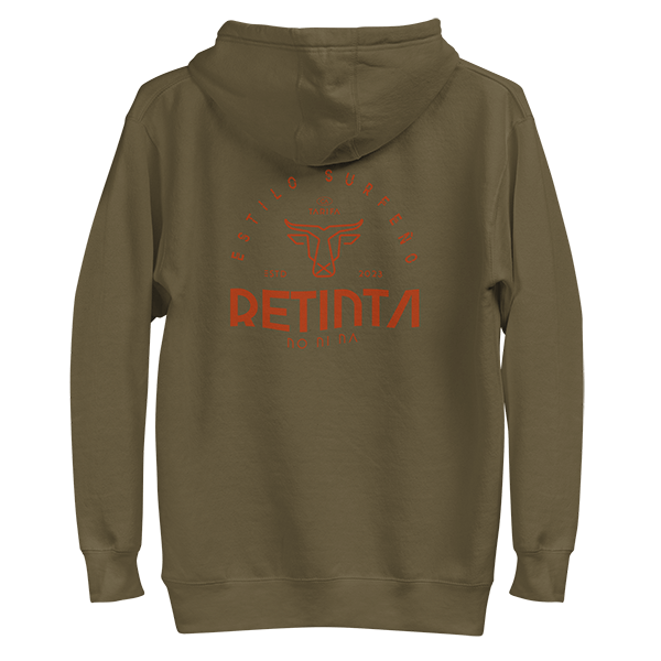 Comprar sudadera con capucha FOREST color "verde otoño tinta". Estilo SURFeño RETINTA®️ Surf, Skate y Snowboard, marca de Tarifa, Cádiz. ¡Visita nuestra tienda online para adquirir este hoodie!