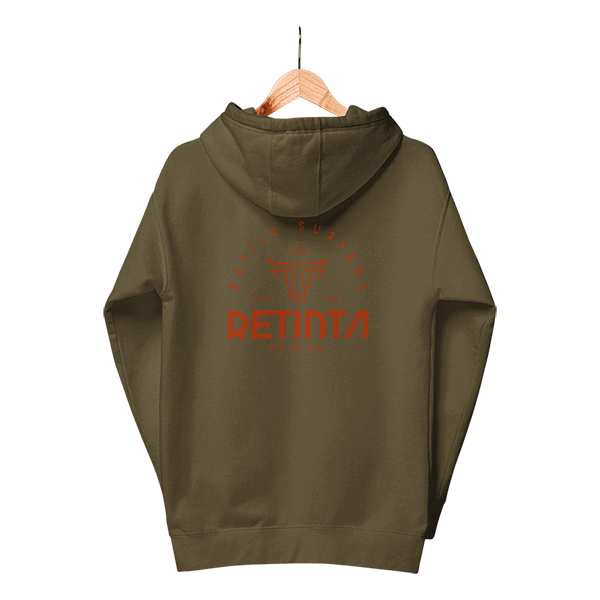 Comprar hoodie sudadera con capucha FOREST color "verde otoño tinta". Estilo SURFeño RETINTA®️ Surf, Skate y Snowboard, marca de Tarifa, Cádiz. ¡Visita nuestra tienda online para llegar al siguiente nivel!
