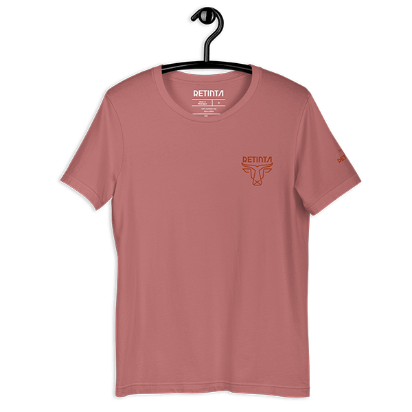 Comprar Camiseta "rosa arcilla tinta" Estilo SURFeño RETINTA®️ - Surf, Skate & Snowboard - Tarifa, Cádiz. Detalle de percha ilustración delantera. Visita nuestra tienda online.