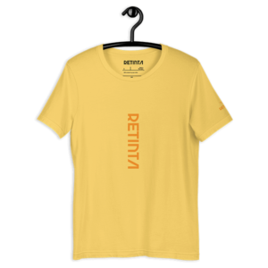 Comprar Camiseta "amarillo atardecer" Estilo SURFeño RETINTA®️ - Surf, Skate & Snowboard - Tarifa, Cádiz. Detalle de percha ilustración delantera. Visita nuestra tienda online.
